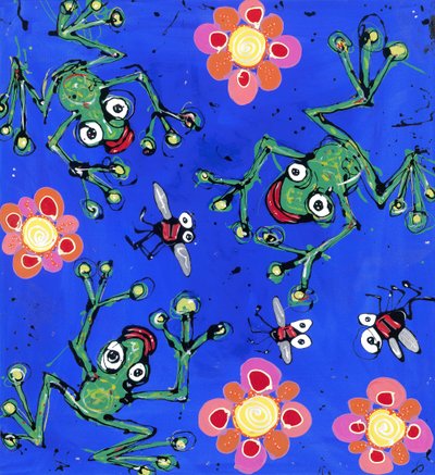 Wallpaper Frog, 2008 (esmalte acrílico zíperes sobre tela) de Anthony Breslin