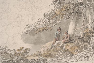 Dois Rapazes e um Cão numa Madeira de Anthony Devis