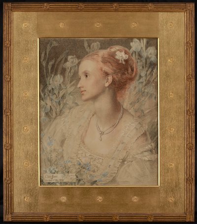 Clara Flower (gizes de cor sobre papel creme) de Anthony Frederick Augustus Sandys