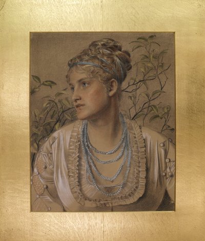 Mary Sandys (1845-1920), c.1871-73 (giz colorido sobre papel amarelo) de Anthony Frederick Augustus Sandys