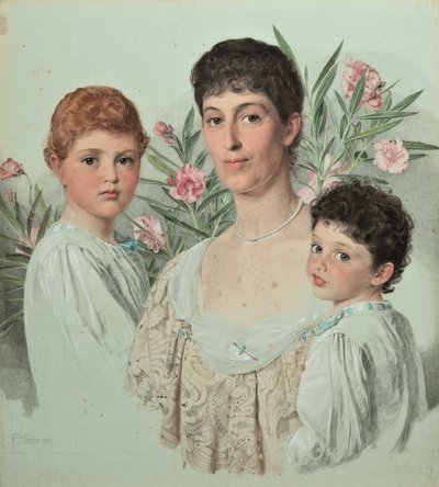 Retrato de uma mãe e dos seus dois filhos de Anthony Frederick Augustus Sandys