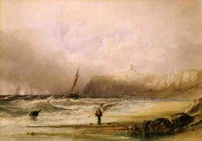 Um dia de brisa em Scarborough (aguarela) de Anthony Vandyke Copley Fielding