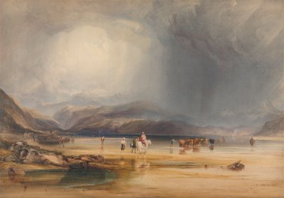 Uma Vista de Snowdon das Areias de Traeth Mawr, tirada na Ford entre Pont Aberglaslyn e Tremadoc de Anthony Vandyke Copley Fielding