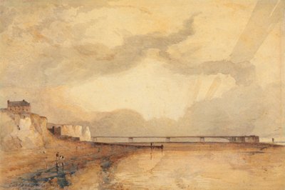 Cais Marítimo, Brighton - Pôr-do-sol de Anthony Vandyke Copley Fielding