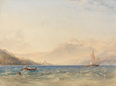 O Chefe do Loch Fyne, com o Castelo de Dindarra de Anthony Vandyke Copley Fielding