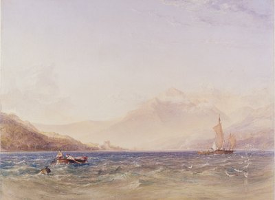 O Chefe do Loch Fyne, com o Castelo de Dindarra, 1850 (wc, bodycolour over graphite on paper) de Anthony Vandyke Copley Fielding