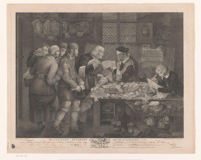 Grupo de agricultores visitando um advogado O Procurador do País e seus Clientes (título do objeto) de Anthony Walker