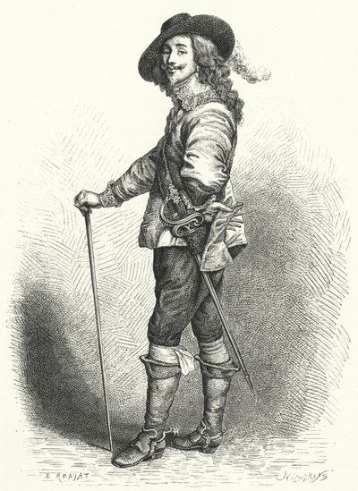 Carlos I, Rei de Inglaterra, Escócia e Irlanda (gravura) de Anthony van (after) Dyck