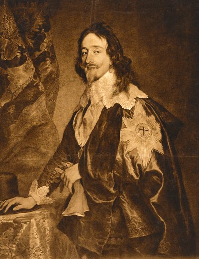 Retrato de Carlos I (reprodução, castanho) de Anthony van (after) Dyck