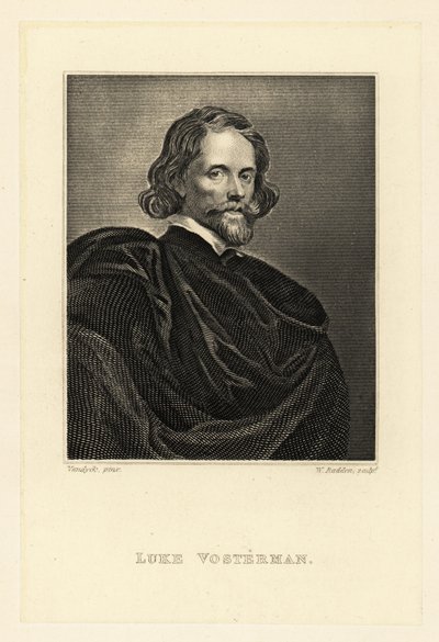 Retrato de Lucas Vorsterman, o Ancião, gravador barroco de Anthony van (after) Dyck