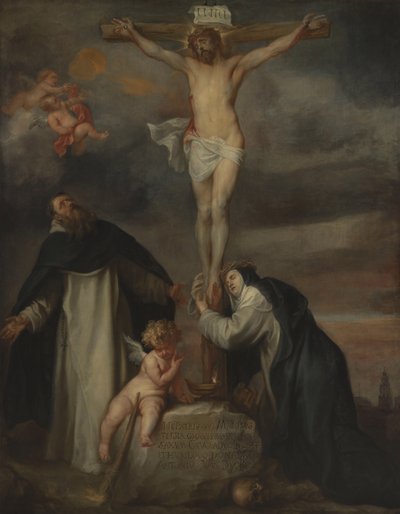 Cristo na Cruz com Santa Catarina de Sena, São Domingos e um anjo de Anthony van Dyck
