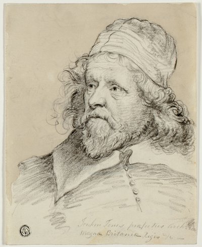 Inigo Jones (reto); Esboço da Cabeça Feminina (verso) de Anthony van Dyck