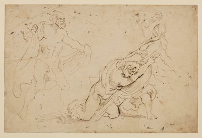 A vingança de Juno em Calisto - estudo de um homem e uma mulher atacando outra mulher, 1621-c.1623 de Anthony van Dyck