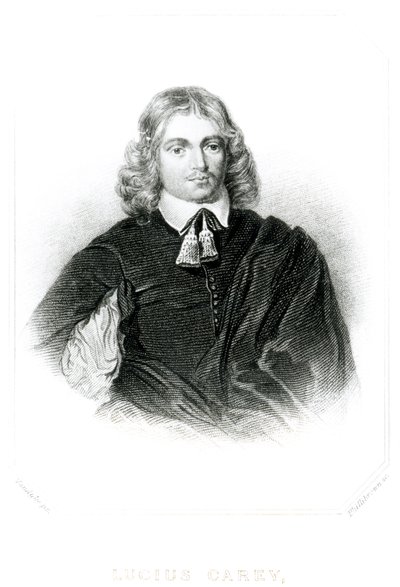 Ilustração de Lucius Carey (c.1610-43) de &39;Retratos de personagens ilustres na história britânica&39;, gravada por Thomas Phillibrown (fl.1834-60) (mezzotint) de Anthony van Dyck