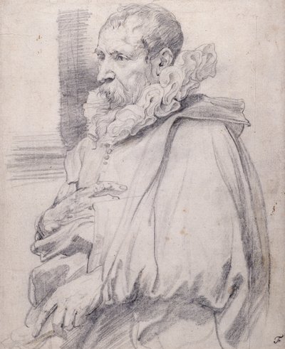 Pieter Brueghel, o Jovem (giz preto sobre papel branco) de Anthony van Dyck