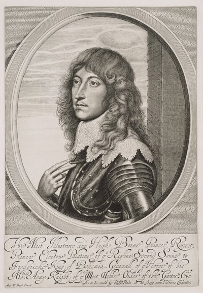 Retrato do Príncipe Rupert (1619-82) Conde Palatino do Reno e Duque da Baviera, gravado por William Faithorne (1616-91) de Anthony van Dyck