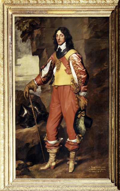 Retrato de Sir Thomas Wharton. Ele usa a Ordem da Jarreteira. Pintura por Antoine (Anthonis, Anthony, Anton ou Antoon) van Dyck (1599-1641) de Anthony van Dyck