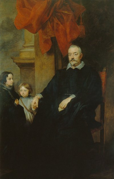 Retrato de um nobre genovês e duas raparigas de Anthony van Dyck