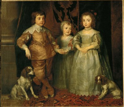 Retratos dos três filhos mais velhos de Carlos I, rei de Inglaterra: Carlos, Tiago e Maria (pintura sobre tela) de Anthony van Dyck