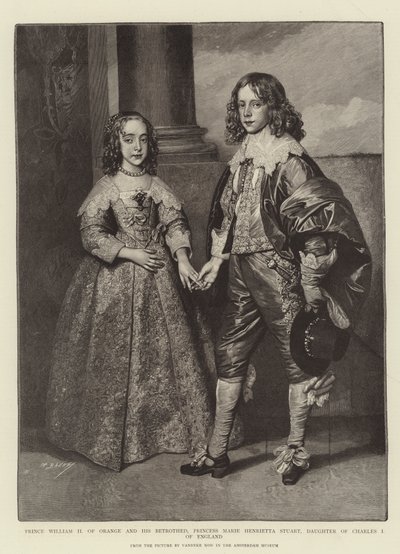Príncipe Guilherme II de Orange e sua noiva, a princesa Marie Henrietta Stuart, filha de Charles I da Inglaterra de Anthony van Dyck
