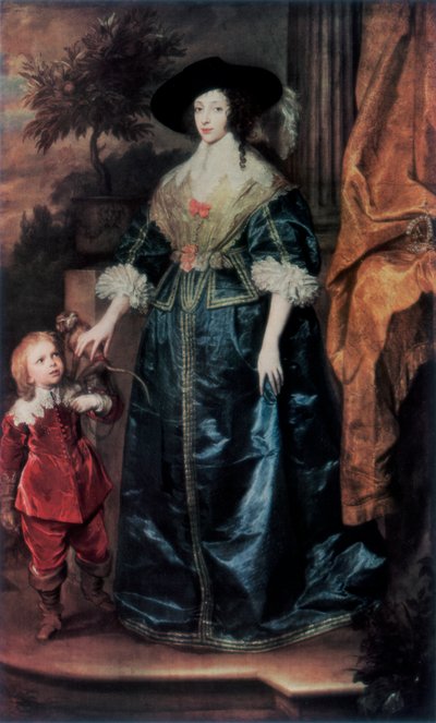 Rainha Henrietta Maria e seu anão Sir Jeffrey Hudson, c1633, 1927 de Anthony van Dyck
