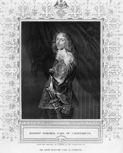 Robert Dormer, Conde de Caenarvon, impressão feita por H. Robinson, ilustração de "Retratos da Loja", publicada em 1850 de Anthony van Dyck