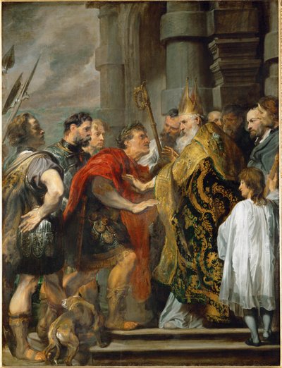 Santo Ambrósio e o imperador Teodósio (pintura sobre tela) de Anthony van Dyck