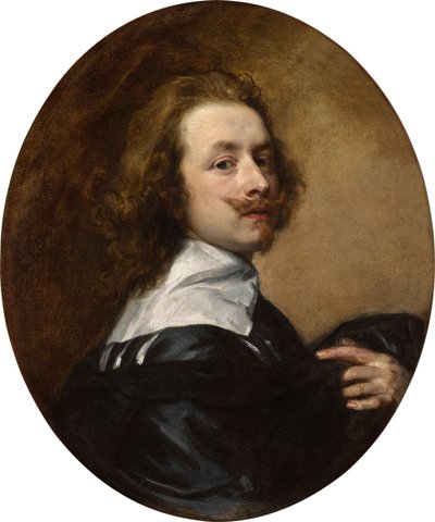 Autorretrato com bigode virado para cima e mão esquerda levantada de Anthony van Dyck