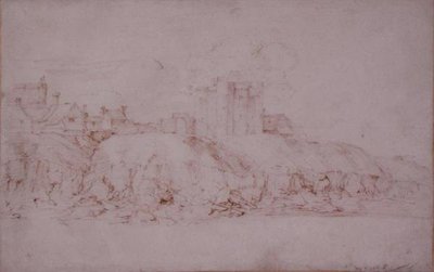A Torre Ypres, Rye, vista do Sul (caneta e tinta sobre papel) de Anthony van Dyck