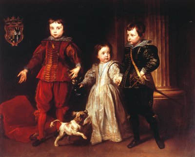 Três crianças com cão, por Anthony van Dyck (1599-1641) de Anthony van Dyck
