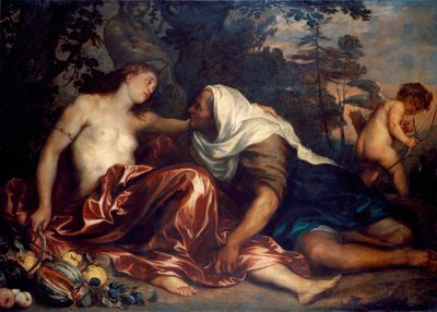 Vertumne e Pomone (Júpiter e Ceres): Vertumne, apaixonada pela ninfa Pomone, disfarça-se de mulher velha para se aproximar dela. Pintura de Antonie Van Dyck (1599-1641) 1623-1625 Sol. 141x197 cm Genes, Galleria di Palazzo Bianco de Anthony van Dyck