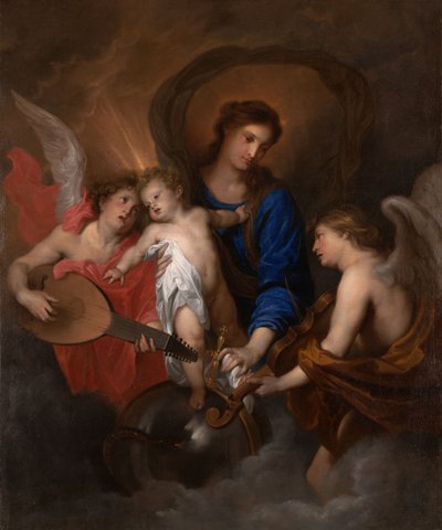 A Virgem com o Menino e Anjos a Tocar Música de Anthony van Dyck