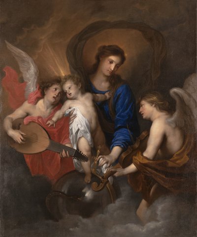 Virgem e criança com anjos de fazer música, c.1630 de Anthony van Dyck