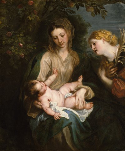 Virgem e Menino com Santa Catarina de Alexandria, ca. 1630. de Anthony van Dyck