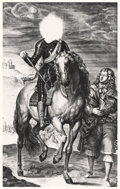 Retrato equestre sem cabeça originalmente de Luís de França, gravado por Pierre Lombard (1612-80) (Ver 105377-8) de Anthony van after Dyck