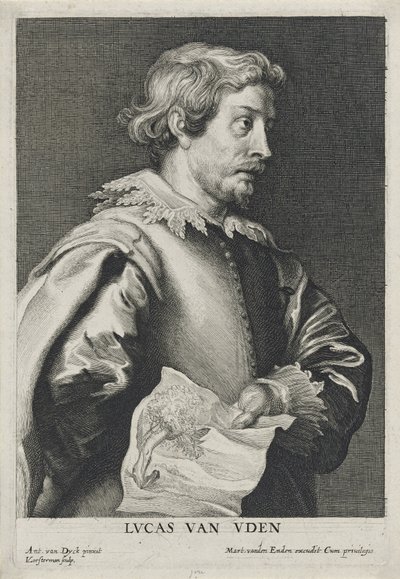 Lucas van Uden, 1630-1640 gravura por Lucus Vorsterman (1595-1675) (gravura com gravura em papel) de Anthony van after Dyck