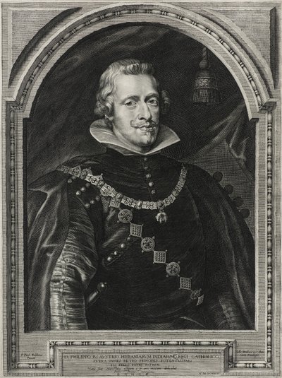 Filipe IV, rei da Espanha, gravado por Paulus Pontius (1603-58), 1632 (gravura sobre papel avergoado) de Anthony van after Dyck