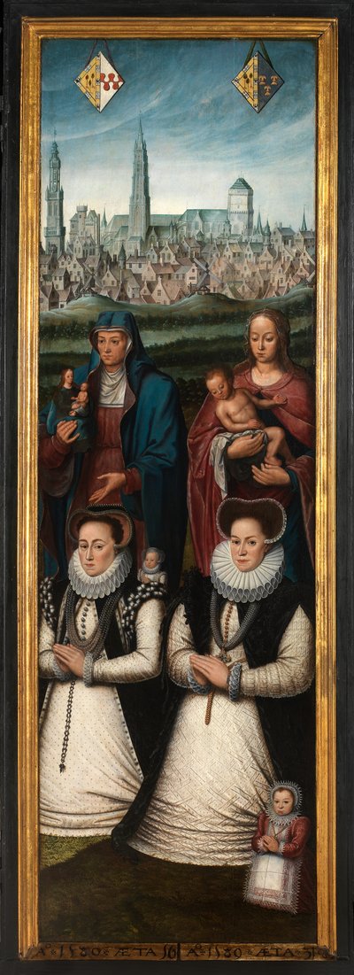 Detalhe do retrato de Juan Pardo II e das suas esposas Anna Ingenieulandt e Maria Anchemant de Anthuenis (1536 1613) Claeissins or Claeissens