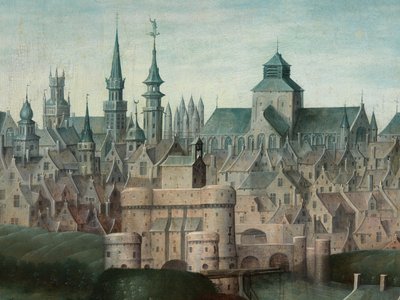 Detalhe do retrato de Juan Pardo II e das suas esposas Anna Ingenieulandt e Maria Anchemant de Anthuenis (1536 1613) Claeissins or Claeissens