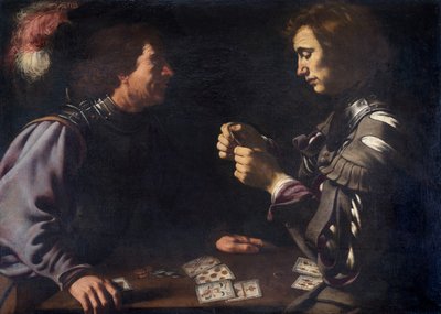 Jogadores de cartas, c.1620 (óleo sobre tela) de Antiveduto Gramatica