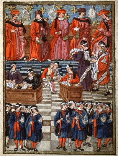Os prevot e os vereadores da cidade de Paris, percepção do imposto de Antoine (attr. to) Verard