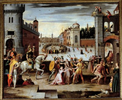 Prisão e tortura de Thomas More (1478-1535) filósofo e chanceler inglês. O rei Henrique VIII exigiu dos sacerdotes e de Thomas More, depois de outros leigos, um juramento de reconhecimento da supremacia espiritual do rei. Mais, recusando-se a fazê-lo, foi  de Antoine (follower of) Caron