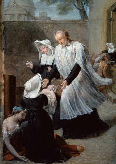 São Vicente de Paulo Ajudando a Peste Montada pela Praga de Antoine Ansiaux