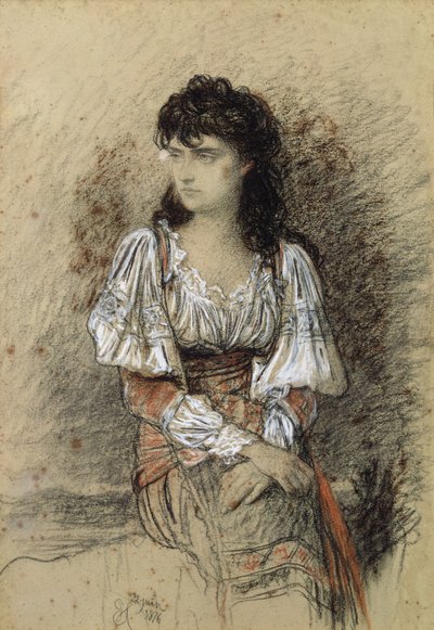 Um camponês vestido, 1876 (aquarela e lápis sobre papel) de Antoine Auguste Ernest Herbert or Hebert