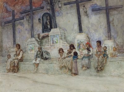 O Calvário de Ischia (aguarela sobre papel) de Antoine Auguste Ernest Herbert or Hebert