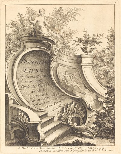 Terceiro Livro de Formulários Cartéis e Rocailles Folha de rosto, 1736. de Antoine Aveline