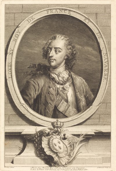 Luís XV, rei da França de Antoine Benoist after Jakob Christoffel Le Blon after Nicholas Blakey