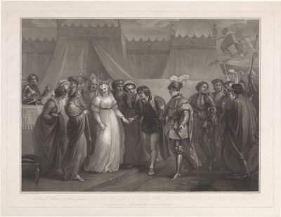 Catherine van Valois en koning Hendrik V van Engeland
A princesa Catarina de França apresentou a Henrique 5 de Inglaterra (...) (título sobre o objecto) de Antoine Cardon
