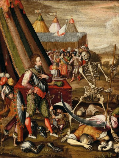 O Diálogo do Príncipe com a Morte. Alegoria dos horrores da guerra, década de 1540. de Antoine Caron