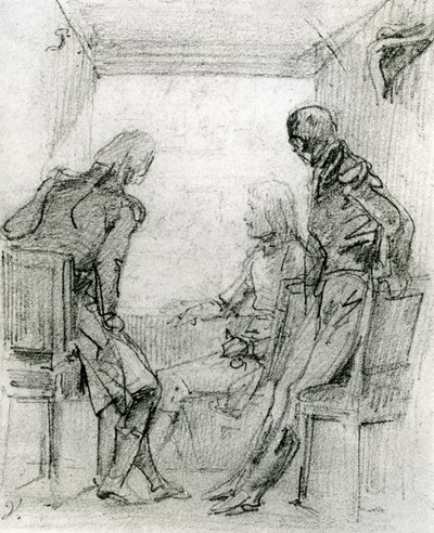 General Bonaparte assistindo uma peça na Comédie Française em Paris, no final do século XVIII (crayon e carvão sobre papel) de Antoine Charles Horace Vernet